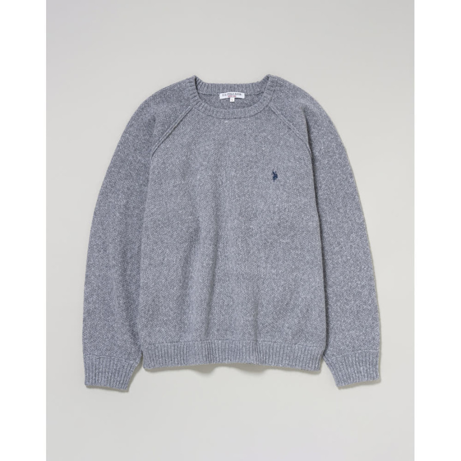 U.S. POLO ASSN. 유에스폴로에센 크루 라글란 니트 더블 호스맨 자수 6컬러 PLM53404