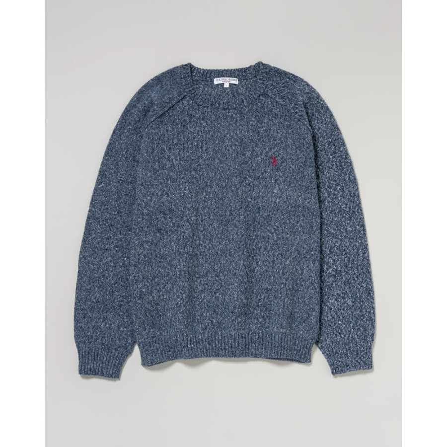 U.S. POLO ASSN. 유에스폴로에센 크루 라글란 니트 더블 호스맨 자수 6컬러 PLM53404