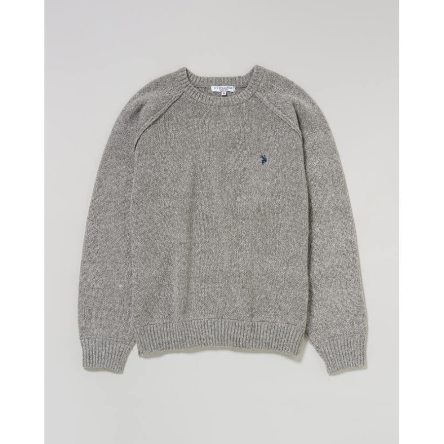 U.S. POLO ASSN. 유에스폴로에센 크루 라글란 니트 더블 호스맨 자수 6컬러 PLM53404