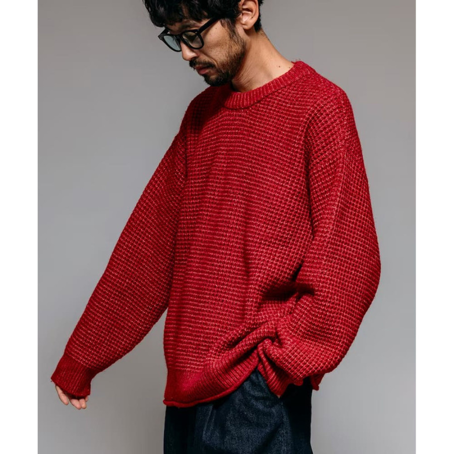 프릭스스토어 퍼스트핸드 오버핏 울 혼합 와플편 크루넥 니트 4컬러 3330234400006