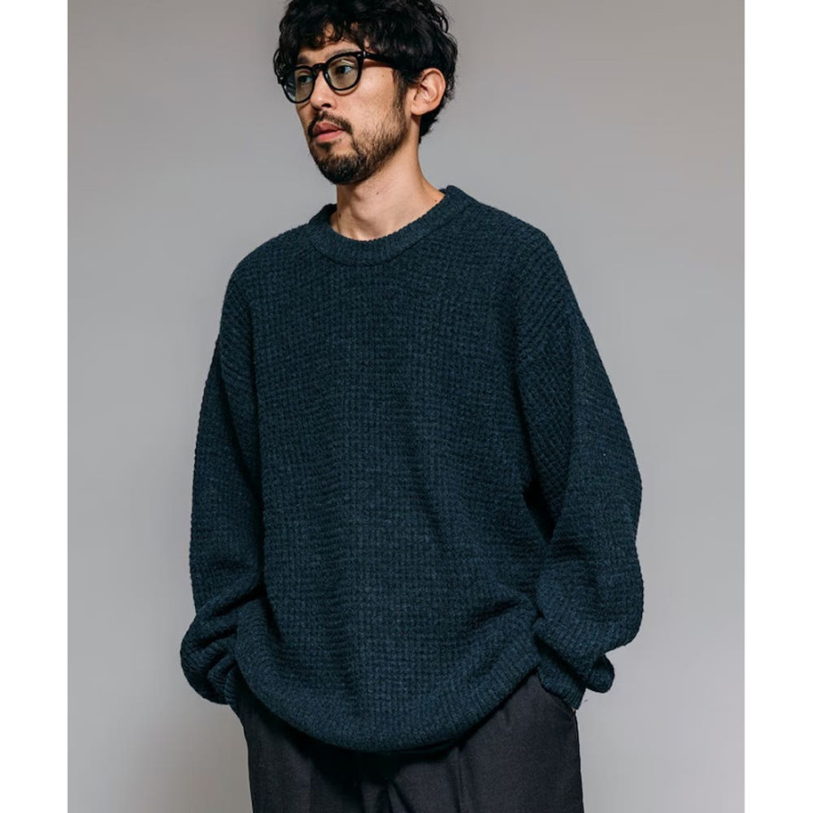 프릭스스토어 퍼스트핸드 오버핏 울 혼합 와플편 크루넥 니트 4컬러 3330234400006