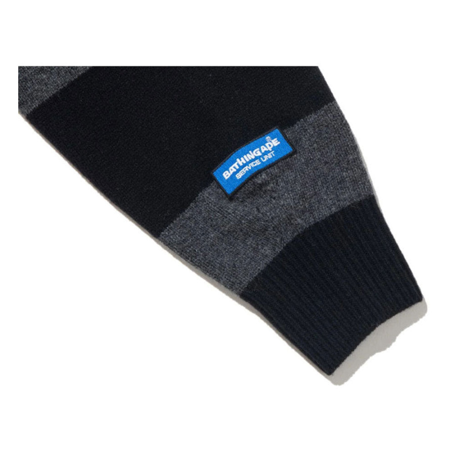 베이프 BY 쿠라이시 카즈키 스트라이프 릴렉스 핏 니트 스웨터 블랙 1L83120902