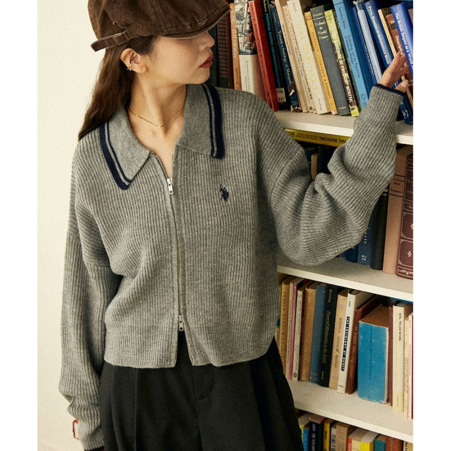 U.S. POLO ASSN. 유에스폴로에센 PUBLUX 카라 라인 포인트 드라이버즈 니트 4컬러 3234291600003