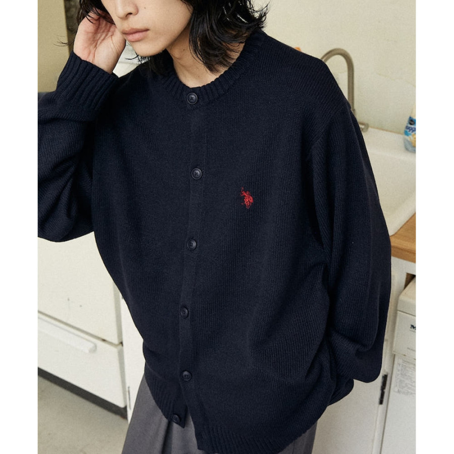 U.S. POLO ASSN. 유에스폴로에센 PUBLUX 별주 크루넥 니트 가디건 4컬러 3135291600006