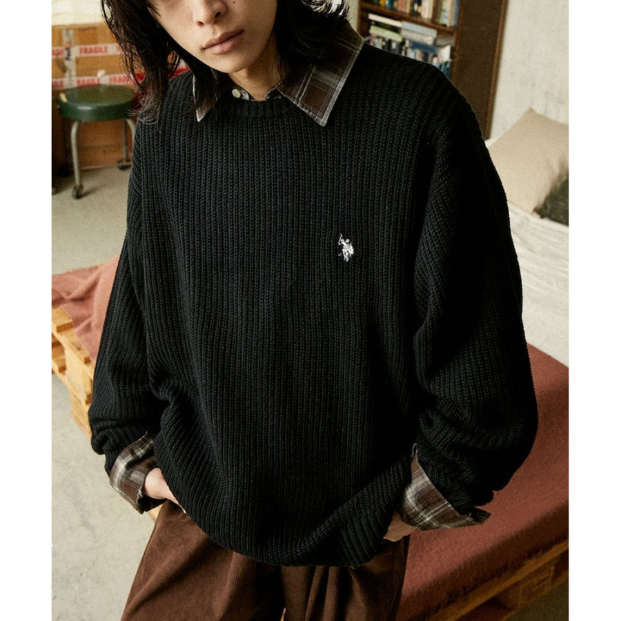 U.S. POLO ASSN. 유에스폴로에센 PUBLUX 별주 자수 아제 편직 라운드넥 니트 4컬러 3130291600006