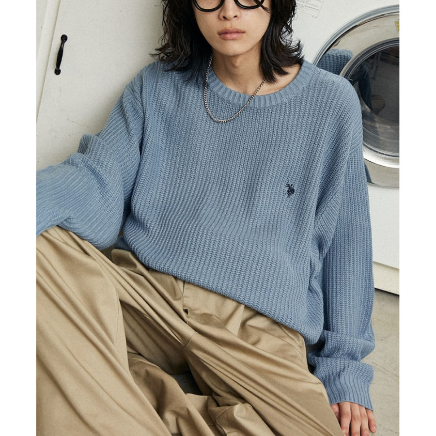 U.S. POLO ASSN. 유에스폴로에센 PUBLUX 별주 자수 아제 편직 라운드넥 니트 4컬러 3130291600006