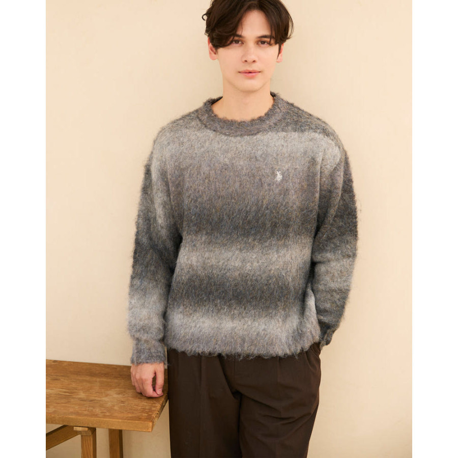 U.S. POLO ASSN. 유에스폴로에센 더블 호스맨 자수 그라데이션 니트 2컬러 PLM53428