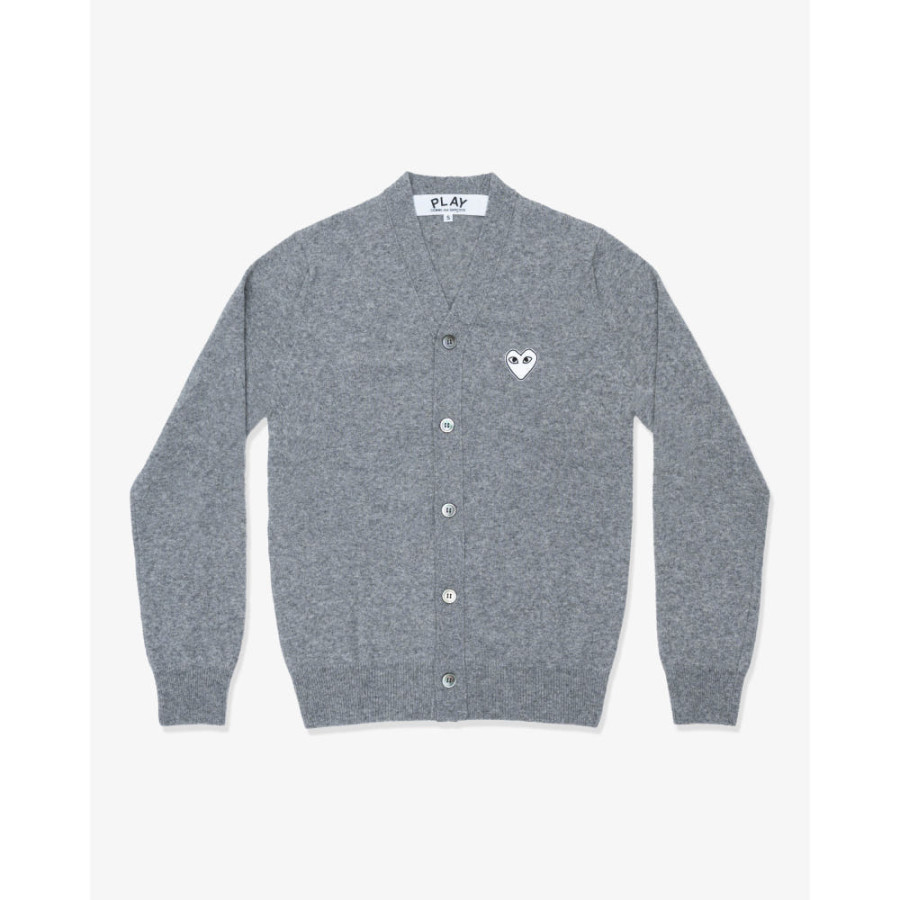 꼼데가르송 PLAY CDG 가디건 브이넥 화이트와펜 남녀공용 3컬러 AX-N066-051