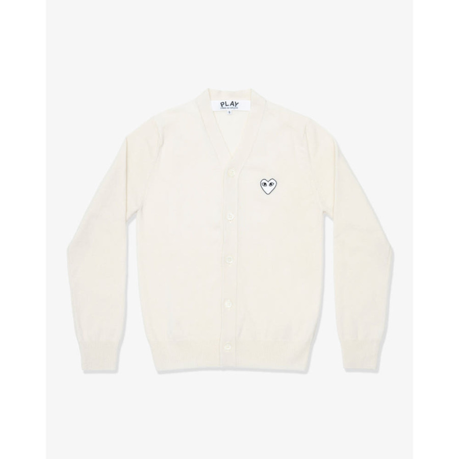 꼼데가르송 PLAY CDG 가디건 브이넥 화이트와펜 남녀공용 3컬러 AX-N066-051