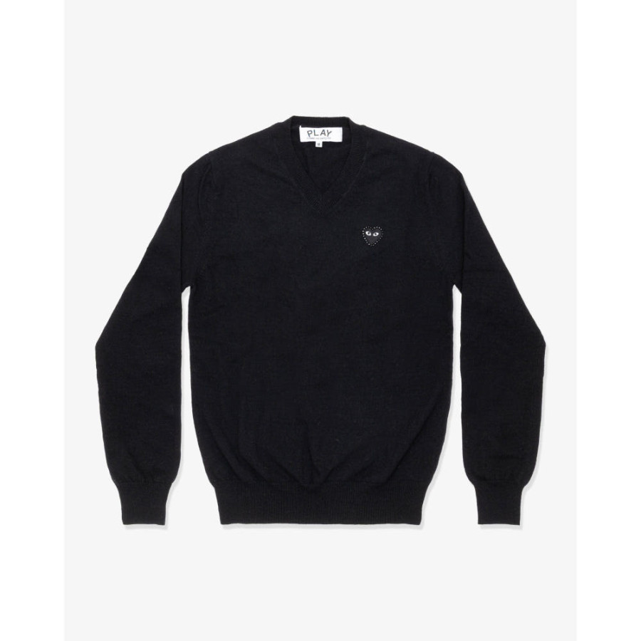 꼼데가르송 PLAY CDG 브이넥 니트 라인스톤 블랙와펜 남녀공용 3컬러 AX-N804-051