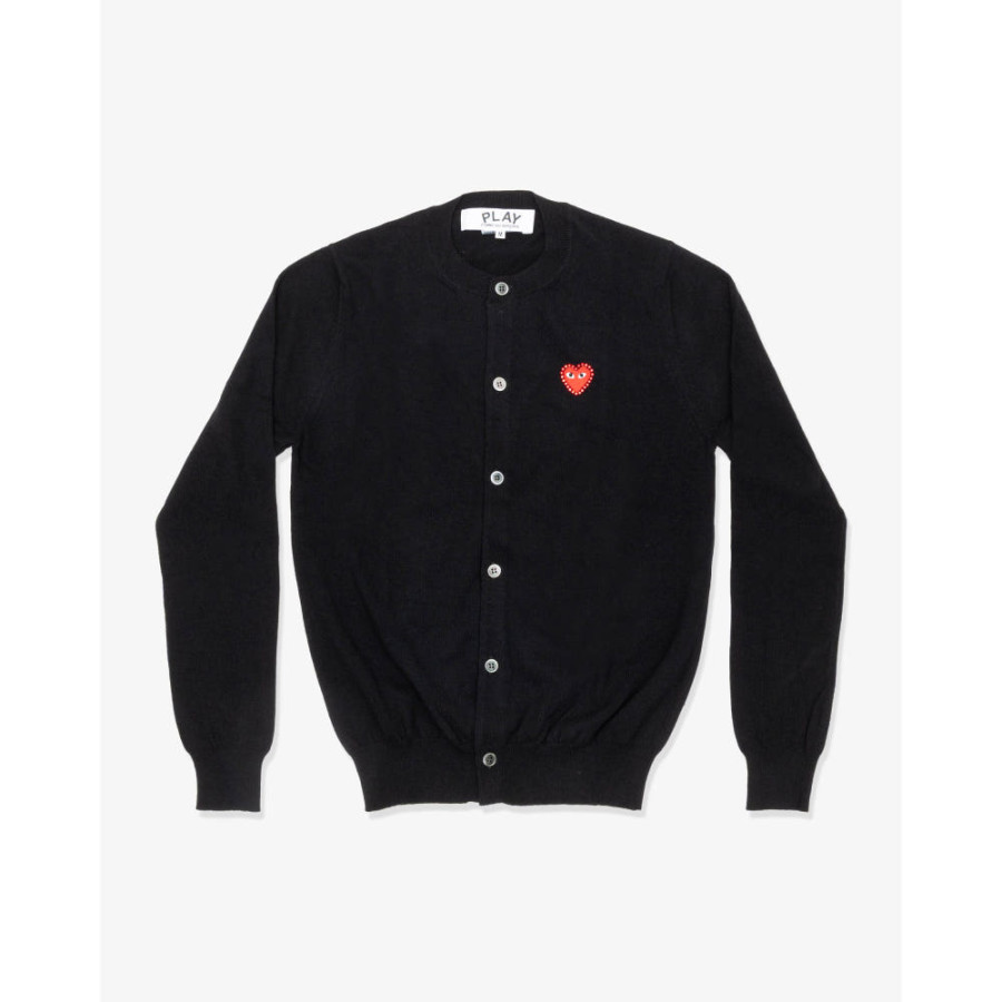 꼼데가르송 PLAY CDG 가디건 라운드넥 라인스톤 레드와펜 남녀공용 5컬러 AX-N802-051