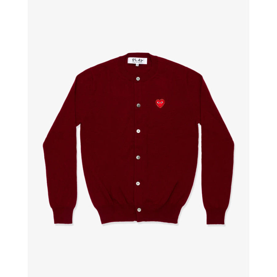 꼼데가르송 PLAY CDG 가디건 라운드넥 라인스톤 레드와펜 남녀공용 5컬러 AX-N802-051