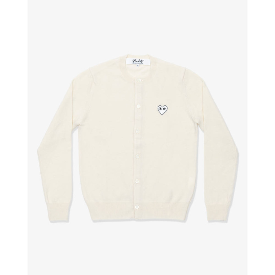 꼼데가르송 PLAY CDG 가디건 화이트와펜 라운드넥 남녀공용 3컬러 AX-N065-051