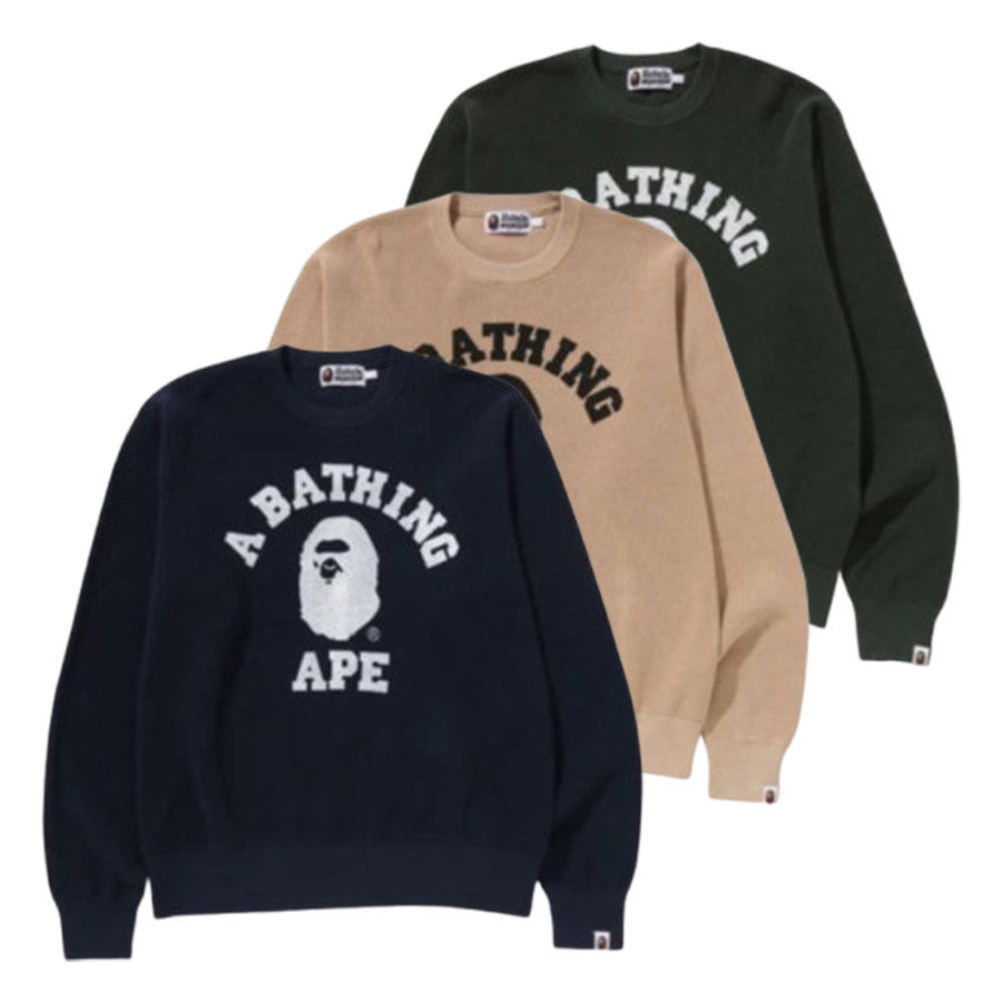 베이프 컬리지 와플 크루넥 스웨터 3컬러 1L30120002