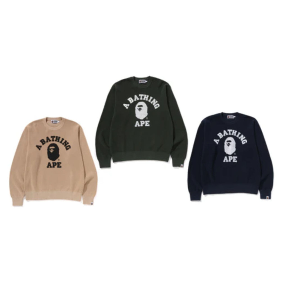 베이프 컬리지 와플 크루넥 스웨터 3컬러 1L30120002