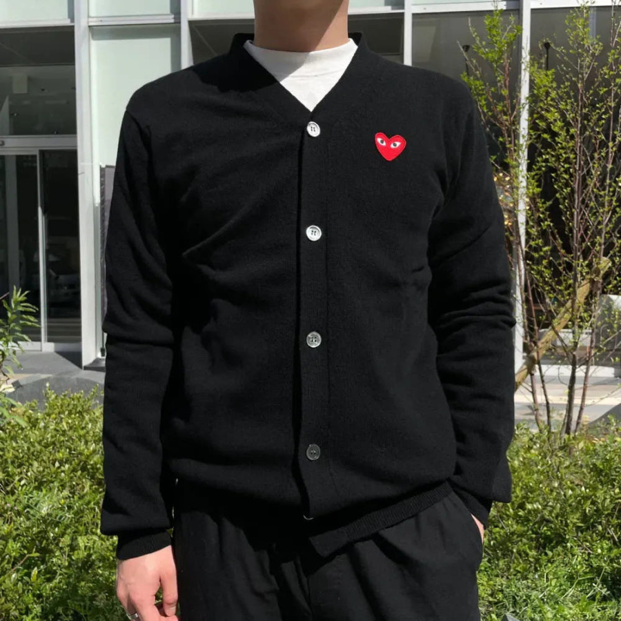 꼼데가르송 브이넥 라운드넥 가디건 레드와펜 블랙와펜 남녀공용 7컬러