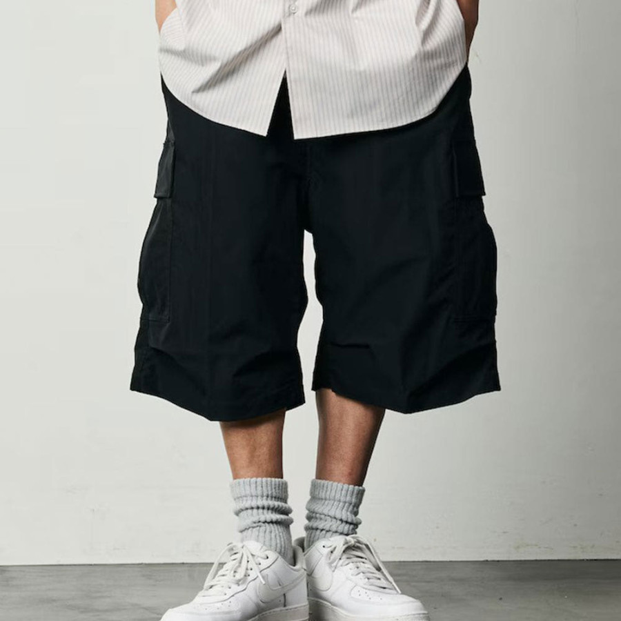 프릭스스토어 퀵 드라이 패브릭 와이드 실루엣 폴리립크로스 숏 카고 팬츠 4컬러 1244248900264