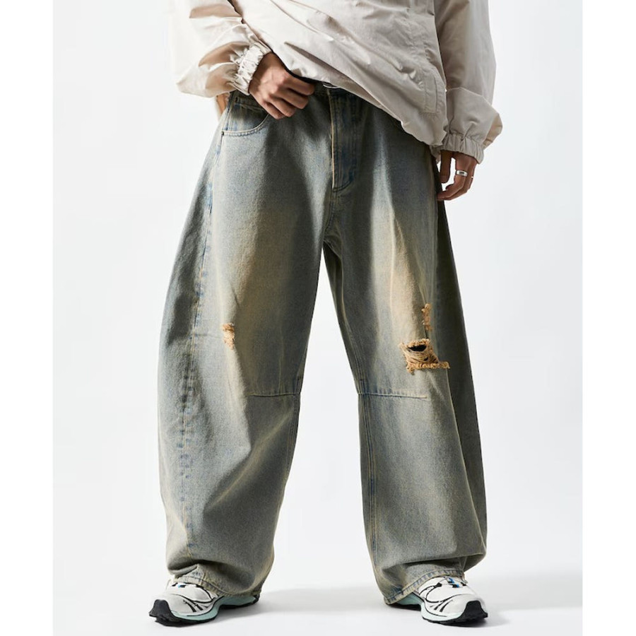 프릭스스토어 와이드 실루엣 커브 데미지 가공 데님 팬츠 4컬러 1043248901194