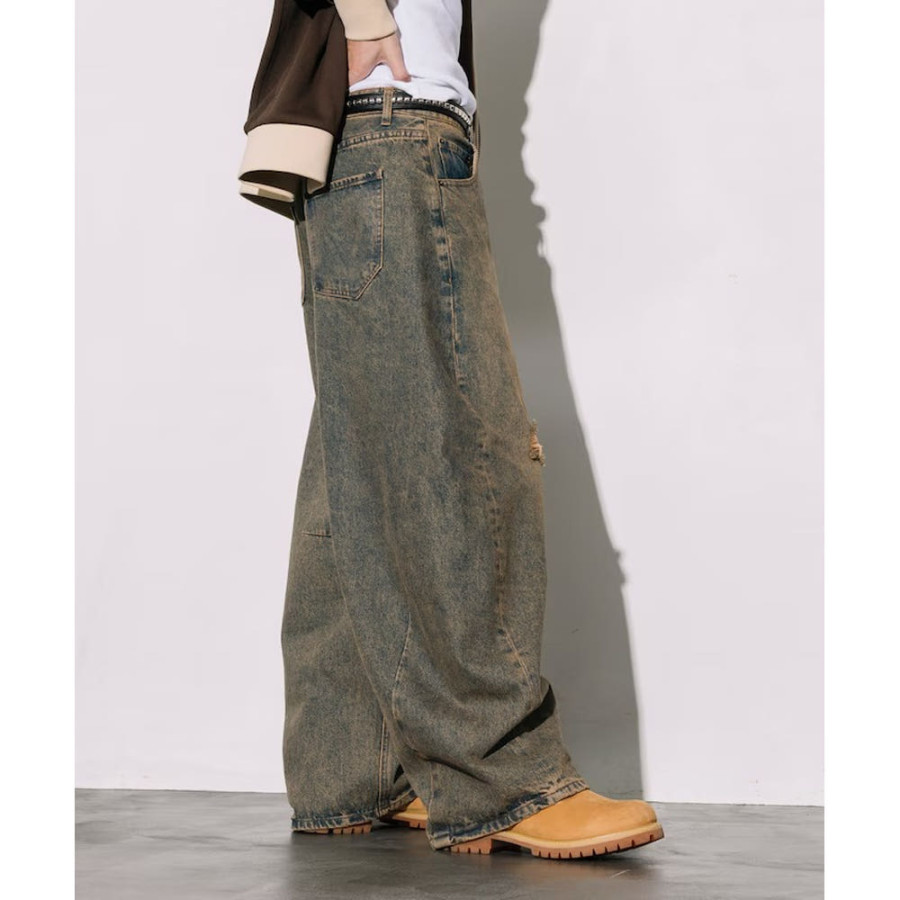 프릭스스토어 와이드 실루엣 커브 데미지 가공 데님 팬츠 4컬러 1043248901194