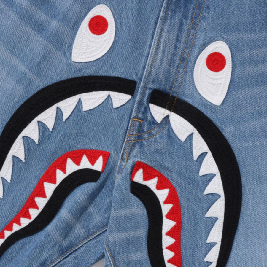 베이프 샤크 루즈핏 13OZ 데님 팬츠 2컬러 1L80150006