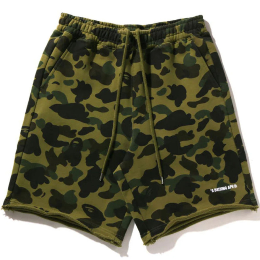 베이프 1ST 카모 해비 워시드 릴렉스핏 스웻 숏 팬츠 3컬러 1L30153323