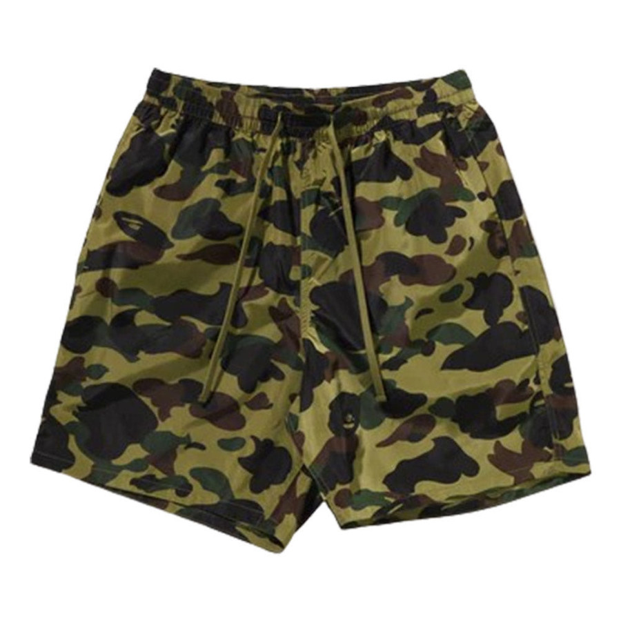 베이프 1ST 카모 배팅 에이프 로고 숏 팬츠 그린 1L30153335