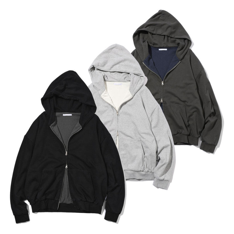 퍼스트핸드 배색 릴랙스 핏 더블 페이스 집업 후디 3컬러 3324234400001