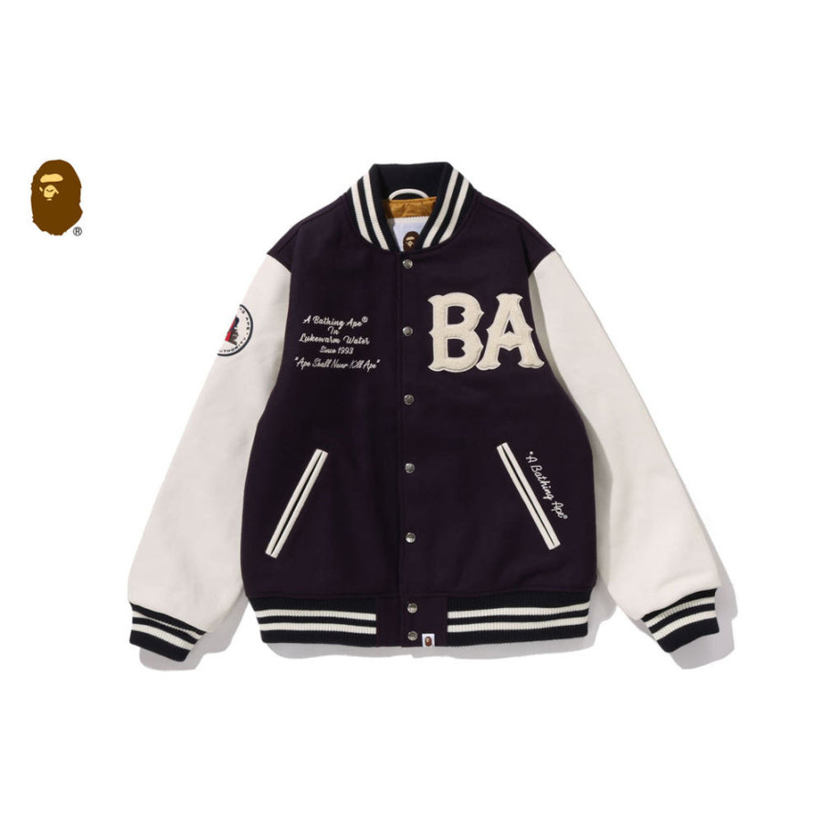 베이프 A BATHING 에이프 바시티 자켓 퍼플 1L80141004