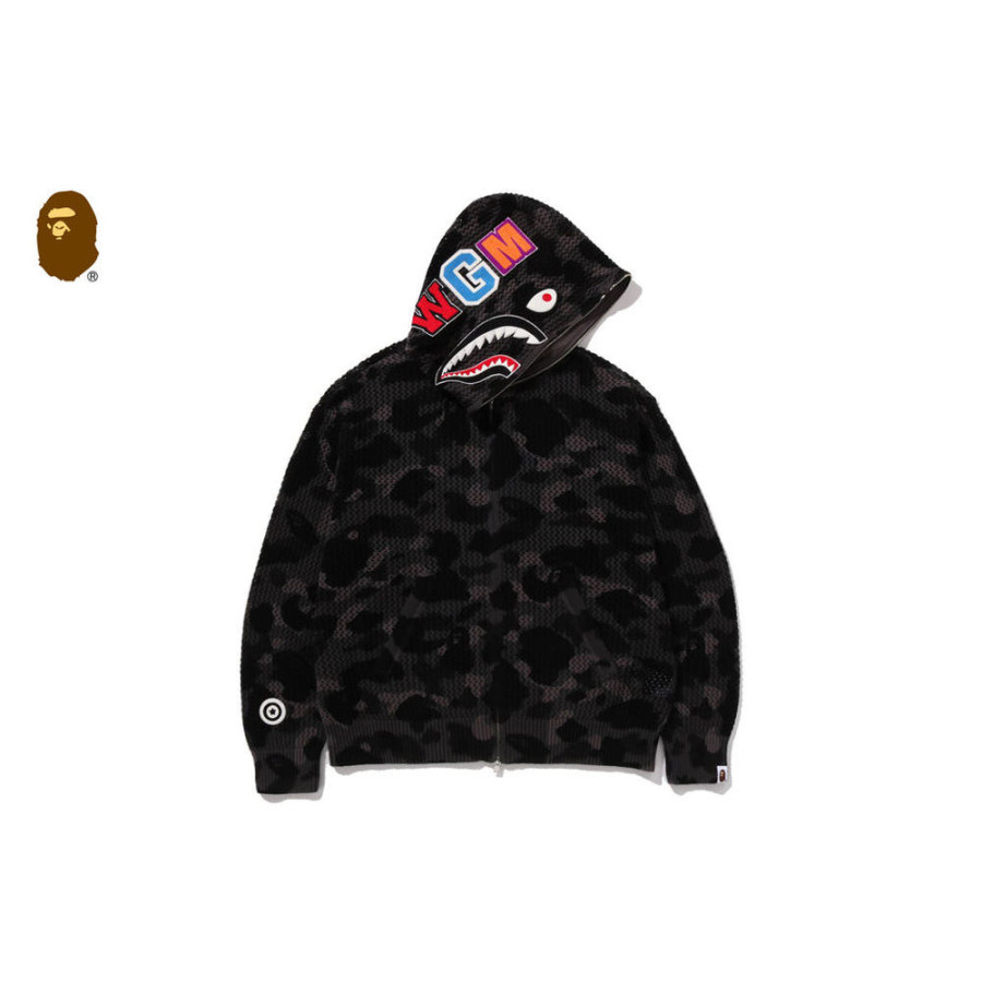 베이프 컬러 카모 크로셰 릴렉스핏 샤크 풀 집 후디 후드집업 3컬러 1L70115304