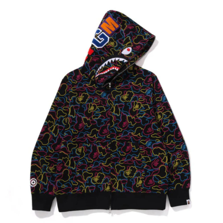 베이프 네온 카모 샤크 풀 집 후디 2컬러 1L30115009