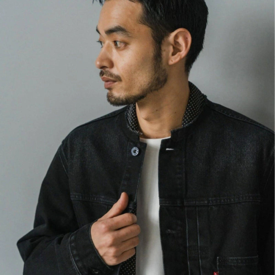 리바이스 EDIFICE 타입 1 별주 트러커 카라레스 데님 재킷 블랙 25011310014510