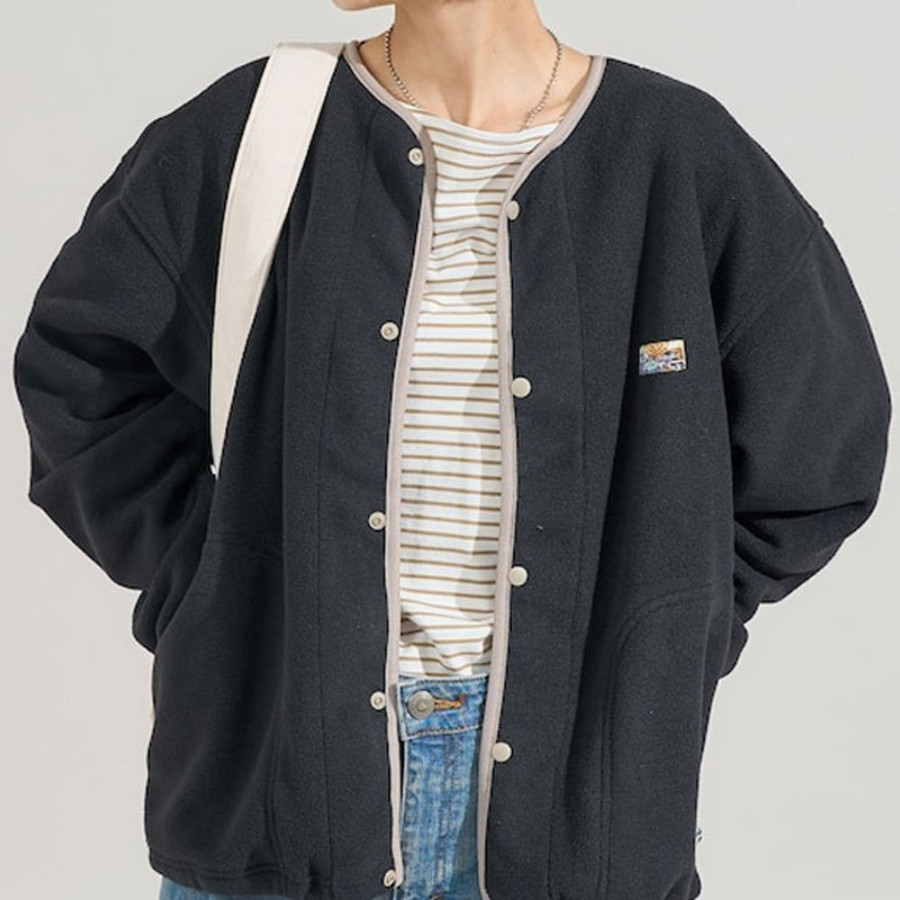 프릭스스토어 배색 플리스 스냅 가디건 4컬러 1153248901544