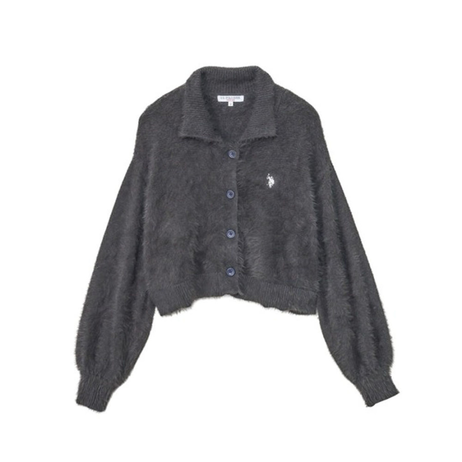 U.S. POLO ASSN. 유에스폴로에센 칼라 샤기 볼륨 슬리브 니트 가디건 3컬러 ada2317