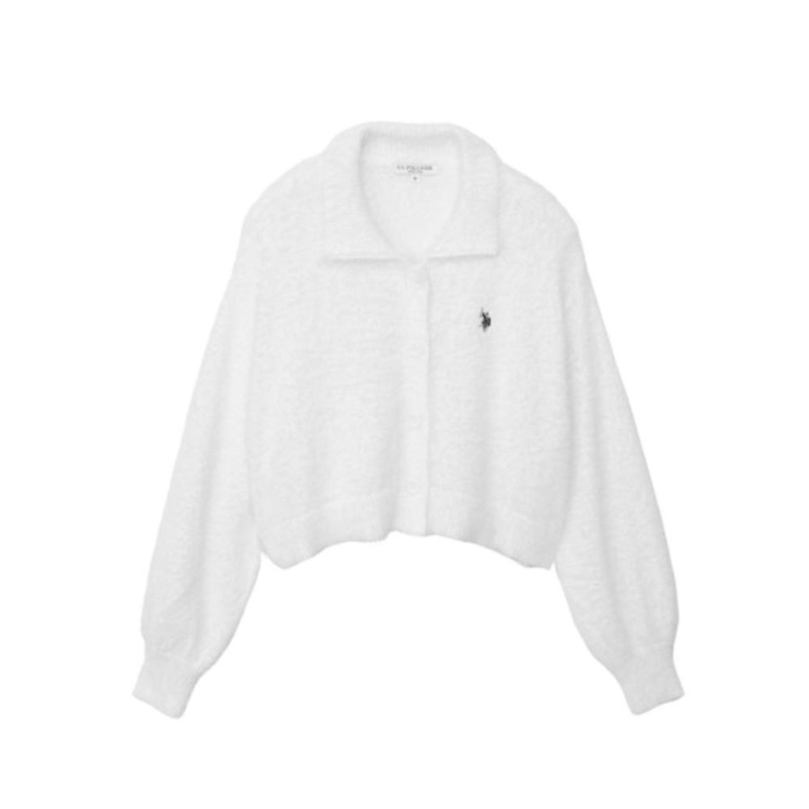 U.S. POLO ASSN. 유에스폴로에센 칼라 샤기 볼륨 슬리브 니트 가디건 3컬러 ada2317