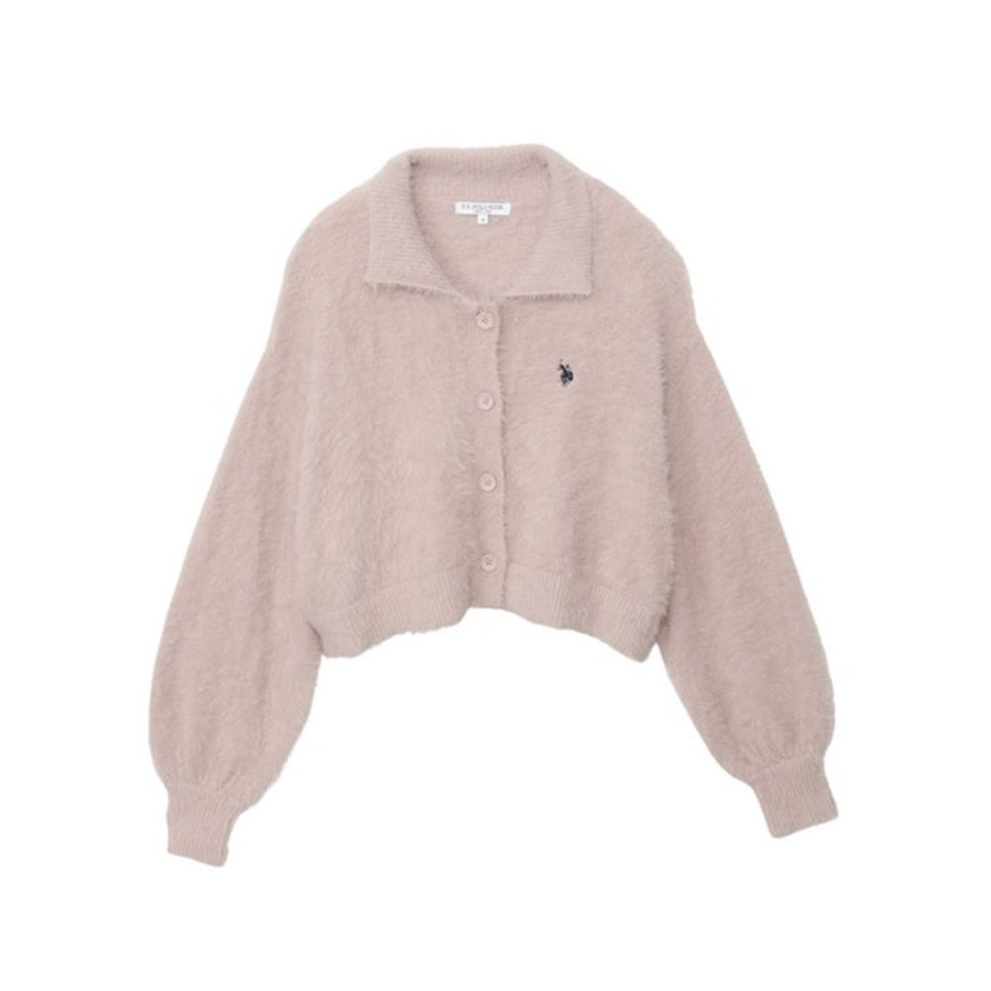 U.S. POLO ASSN. 유에스폴로에센 칼라 샤기 볼륨 슬리브 니트 가디건 3컬러 ada2317