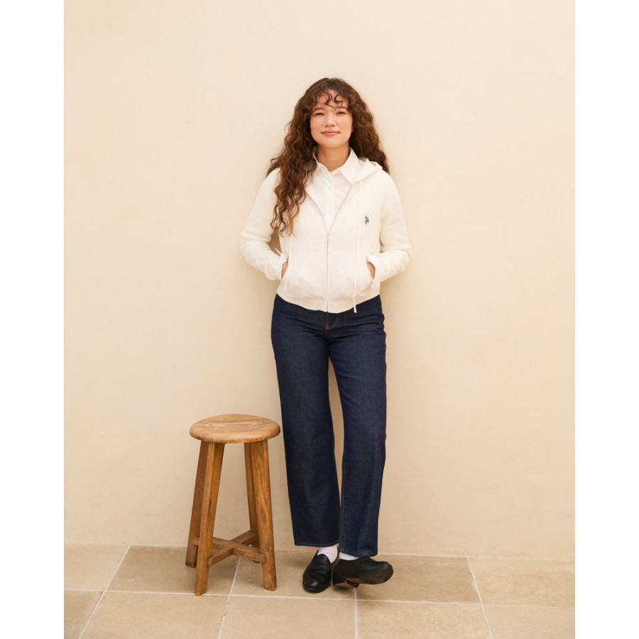 U.S. POLO ASSN. 유에스폴로에센 더블 호스맨 자수 케이블 지퍼 후드 집업 3컬러 PLL53469