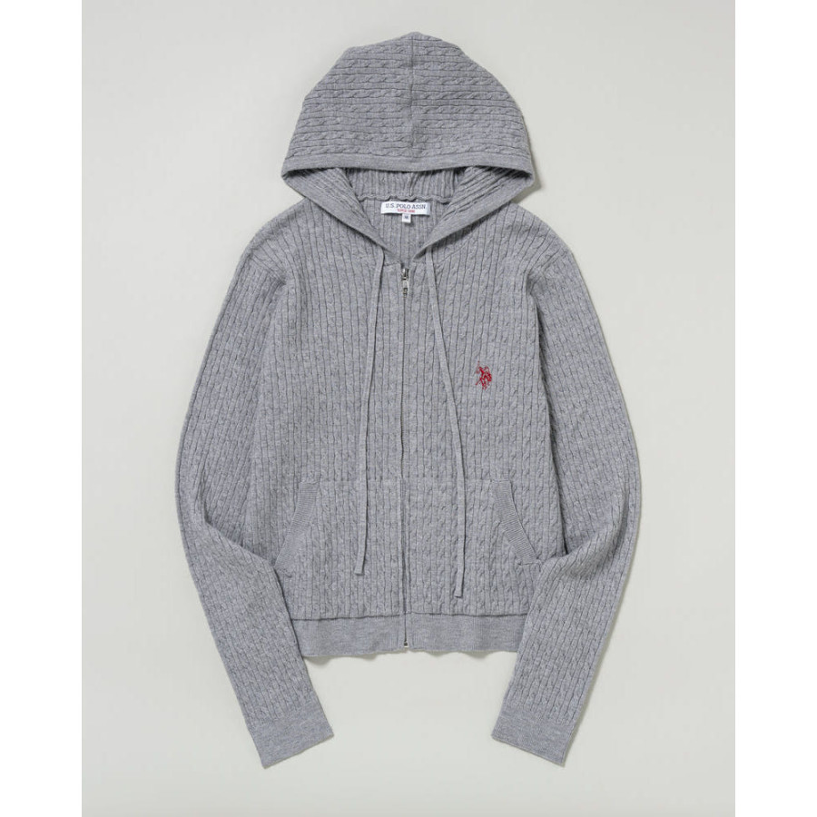 U.S. POLO ASSN. 유에스폴로에센 더블 호스맨 자수 케이블 지퍼 후드 집업 3컬러 PLL53469