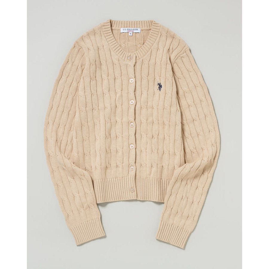 U.S. POLO ASSN. 유에스폴로에센 더블 호스맨 자수 케이블 니트 가디건 3컬러 PLL53468