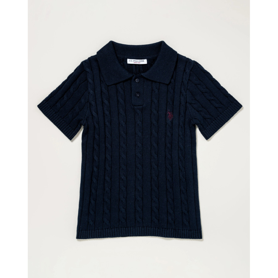U.S. POLO ASSN. 유에스폴로에센 케이블 니트 폴로셔츠 더블홀스맨 자수 3컬러 PLL52416