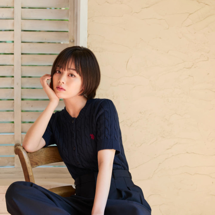 U.S. POLO ASSN. 유에스폴로에센 케이블 니트 더블홀스맨 자수 반팔 가디건 3컬러 PLL52415