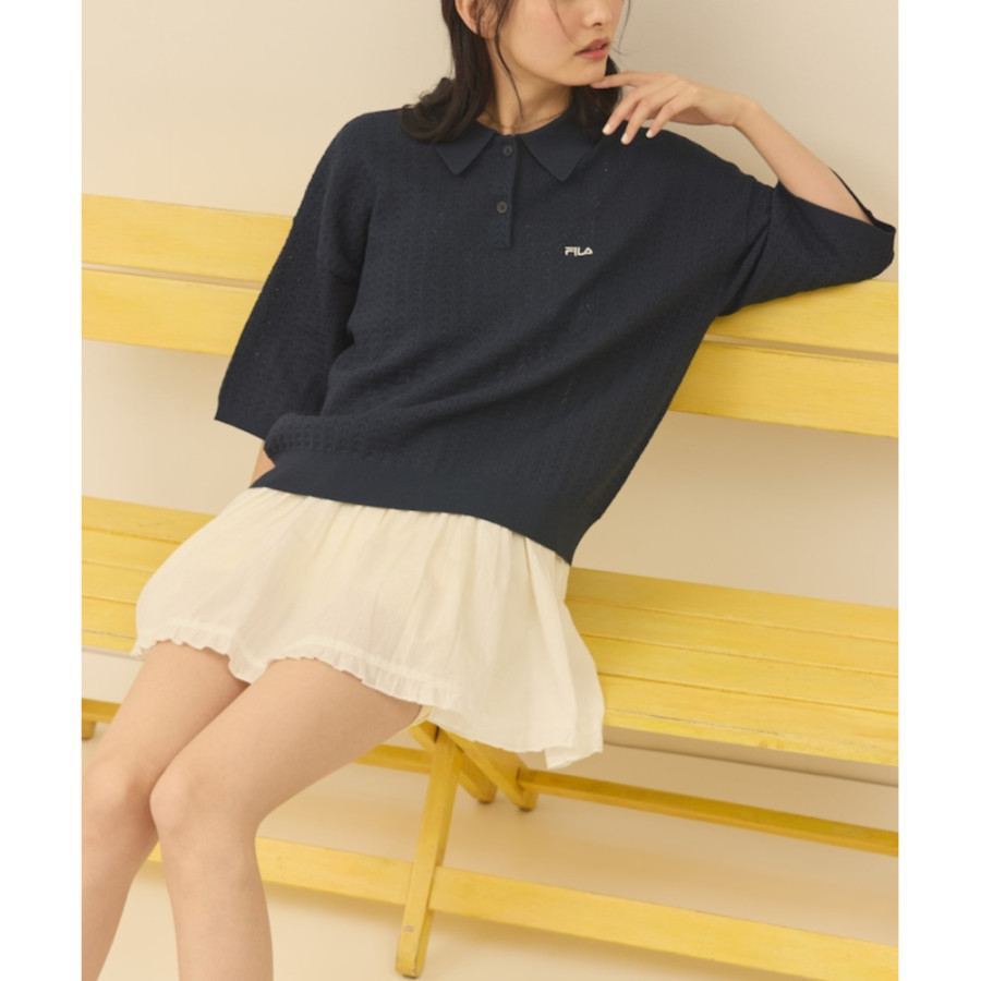 프릭스스토어 휠라 별주 아일렛 반팔 폴로 니트 풀오버 3컬러 1333238300001