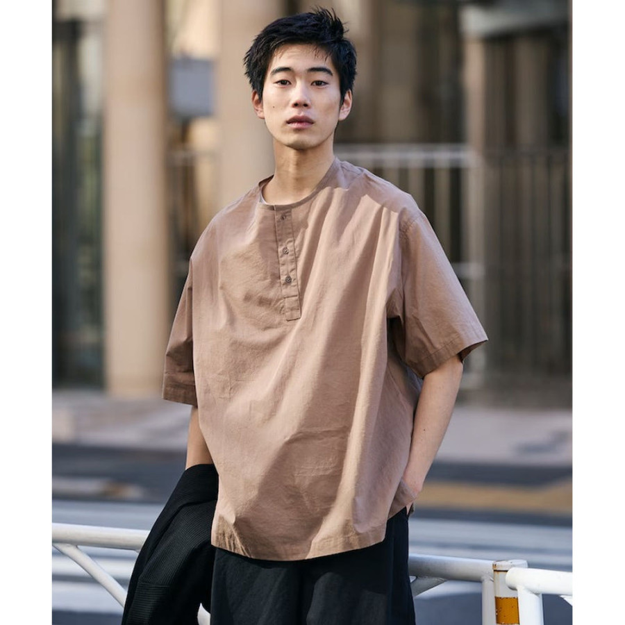 프릭스스토어 릴랙스핏 헨리넥 풀오버 반팔 셔츠 5컬러 1207248900045