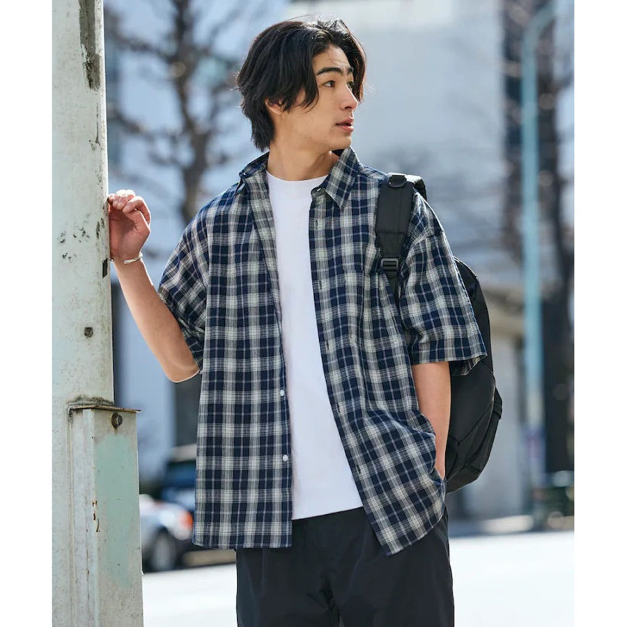 프릭스스토어 릴랙스핏 레귤러 카라 시어 사커 반소매 셔츠 5컬러 1205248900152