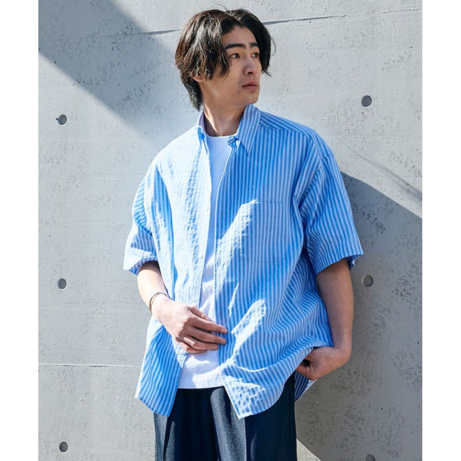 프릭스스토어 릴랙스핏 레귤러 카라 시어 사커 반소매 셔츠 5컬러 1205248900152