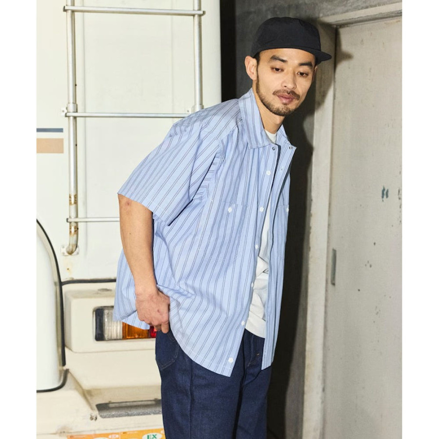 프릭스스토어 레드캡 별주 브로드 레지먼트 스트라이프 크롭 기장 워크셔츠 3컬러 1006311600011