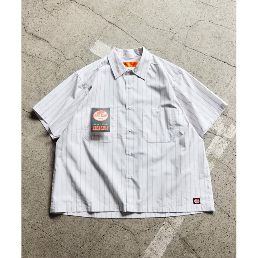 프릭스스토어 레드캡 별주 브로드 레지먼트 스트라이프 크롭 기장 워크셔츠 3컬러 1006311600011