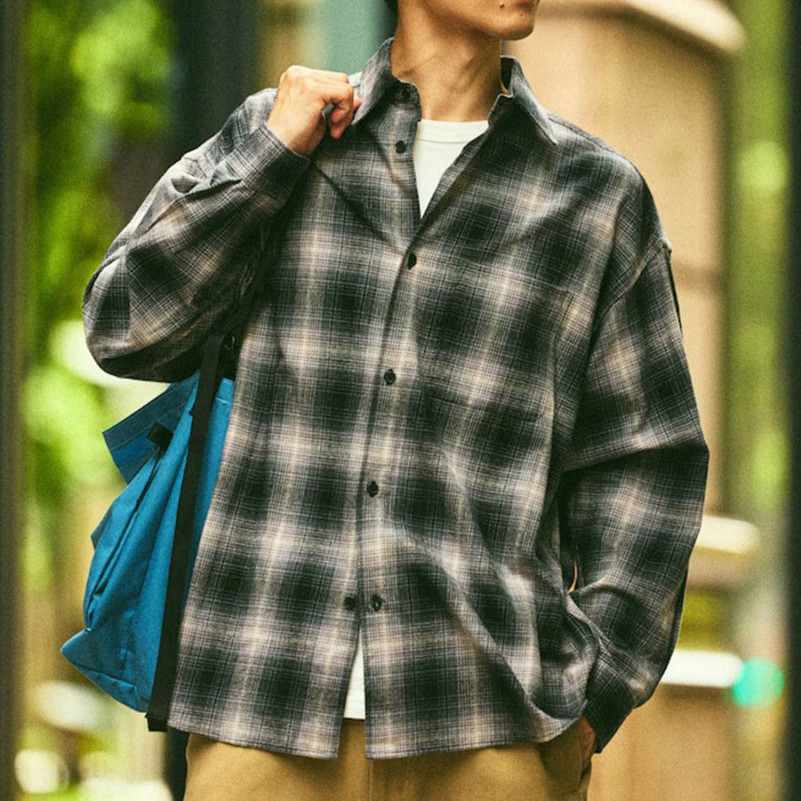 프릭스스토어 릴랙스핏 옴브레체크 넬 셔츠 5컬러 1201248900279