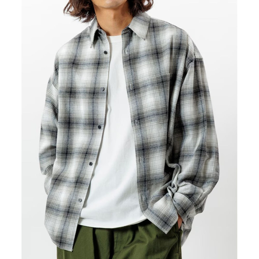 프릭스스토어 릴랙스핏 옴브레체크 넬 셔츠 5컬러 1201248900279