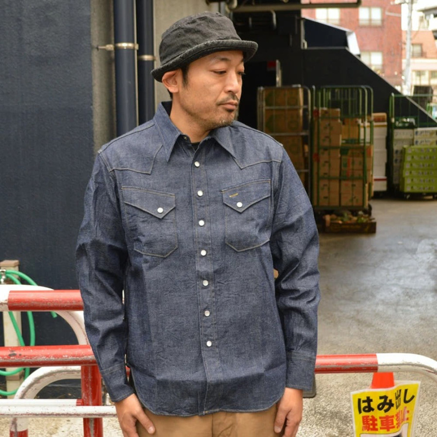 슈가케인 블루 데님 L/S 웨스턴 셔츠 원워시 네이비 SC28190