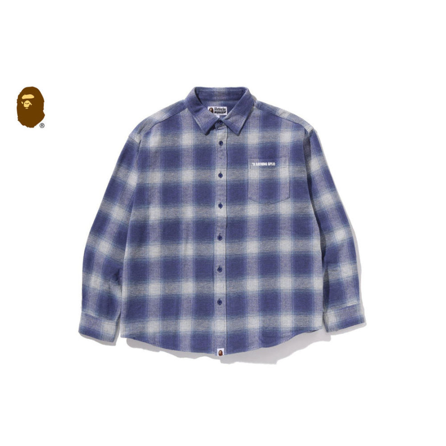 베이프 로고 옴브레 체크 플란넬 롱슬리브 셔츠 3컬러 1L80131308